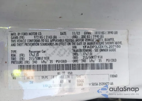 2013 Ford Focus Titanium из США, поврежденный, VIN 1FADP3J2XDL207150